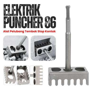 Pembobok Lubang Stop Kontak Tipe 86 Mata Bor Hammer Bobok Tembok Konektor SDS Plus Bahan 65Mn Steel