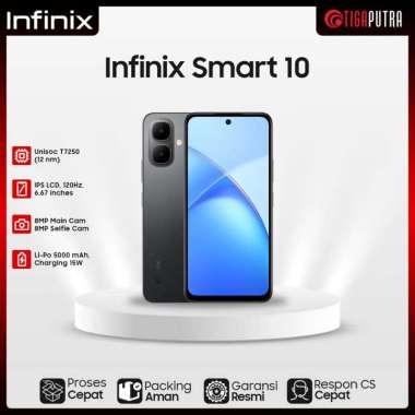 Infinix Smart 10 (Ram 4GB, Rom 64/128GB, IP64, Refresh Rate 120Hz) Garansi Toko 4/64 Silver