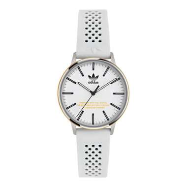 Jam Tangan Unisex Adidas Code One AOSY24046 White Dial White Silicone Strap