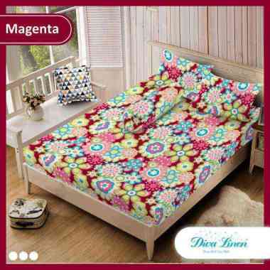 Diva Linen Sprei Rumbai ukuran 180x200 termasuk Sarung Bantal & Sarung Guling Sprei+Bed Cover Magent