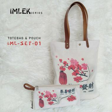 Dewani Tote Bag Set Canvas & Pouch IML-S01 Tas Kanvas Seri Imlek