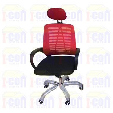 kursi jaring manager direktur, kursi kantor hidrolik headrest import Merah