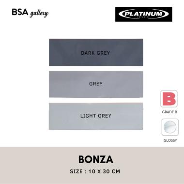 KERAMIK DINDING PLATINUM BONZA 10X30 / KERAMIK LIST GLOSSY BATA DAPUR DARKGREY