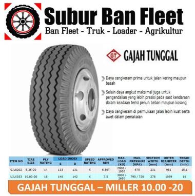 [Invoice] GT MILLER 1000 - 20 BAN LUAR TRUK FUSO UKURAN 10.00 R20