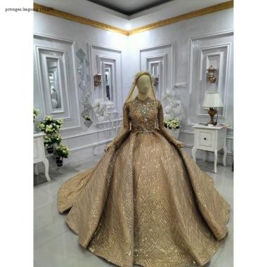 Baju pakaian gaun pengantin busana pernikahan wanita gown dress wedding dress muslim perempuan hijab