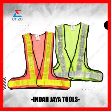 ENZO V Rompi Jaring PVC Reflective Safety Vest Rompi Jala Proyek HIJAU
