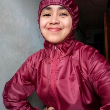 Jaket Olahraga Parasut Jaket Running Sepeda Waterproof Pria Wanita S Merah