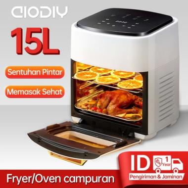 Aiodiy 15L Air Fryer Low Watt Touch Digital Display Airfryer No Smoke 4.5 L