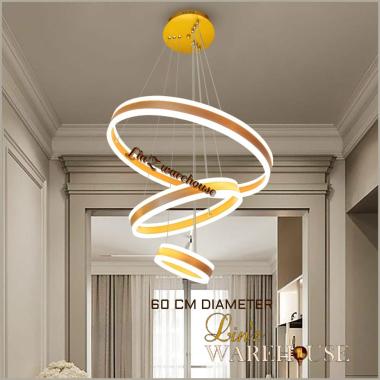 Lampu gantung MODERN DOUBLE RING LED 60 CM pendant light Black