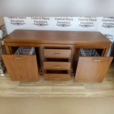 Bufet Meja Dapur Kayu Jati Buffet Tempat Piring Sendok Botol Lemari Kitchen Set Jepara