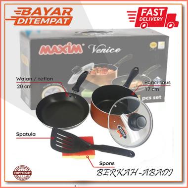 Maxim Venice Set , Alat Masak 1 Set 5 Pcs Teflon Anti Lengket Multicolor