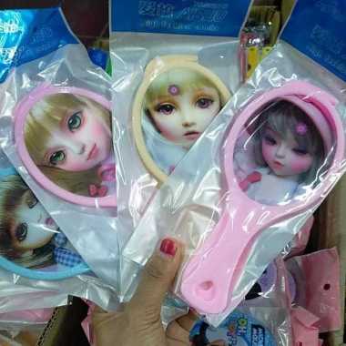 satuan sisir kaca cermin gagang karakter random