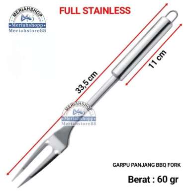 Garpu JUMBO Panjang 35cm BBQ FORK Tusuk daging STAINLESS Pemanggang gg. HITAM
