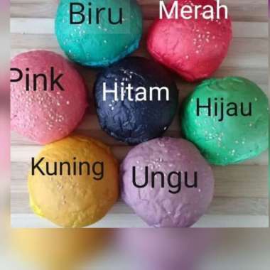 Roti burger warna warni/roti burger/roti burger hitam merah pink hijau kuning roti burger isi 20 pcs