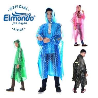 VERISH Jas Hujan Ponco / Poncho Lengan Polkadot - Elmondo 713 MURAH!!! hitam