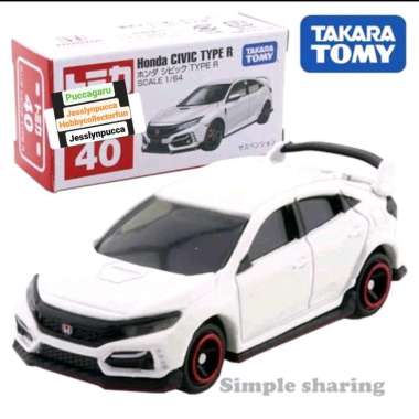 TOMICA HONDA CIVIC TYPE R WHITE PUTIH #40 TAKARA TOMY DIECAST MOBIL CITY CAR HATCHBACK CARS DIECASTE