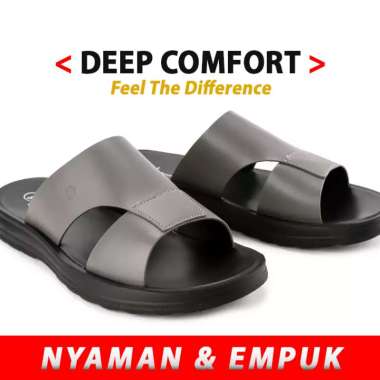 HM42 SANDAL PRIA SLIDE HUSH PUPPIES ORIGINAL SENDAL KULIT ASLI ORI COKLAT ABU