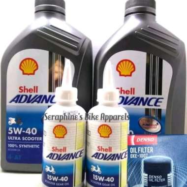 PAKET OLI HONDA FORZA SHELL ULTRA MATIC 5W40 2L + SHELL GEAR 2 + DENSO