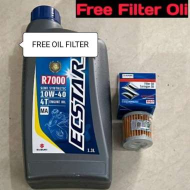 PAKET OLI SUZUKI ECSTAR R7000 10W40 1.3L + FILTER OLI GSX-150 FU150 FI