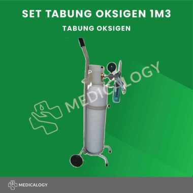 Tabung Oksigen 1m3 Satu Set Lengkap Siap Pakai (Tabung Oksigen + Troli + Regulator + Kanul Oksigen)