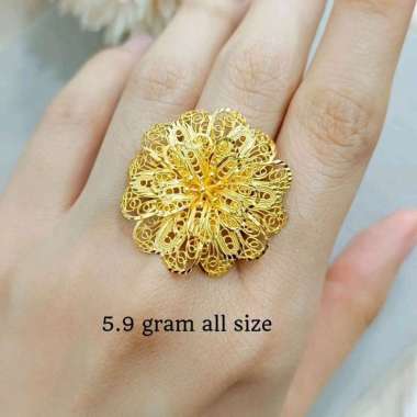 Cincin Allsize Bunga Kendari Koleksi Josean Hadiah Ultah Emas Asli