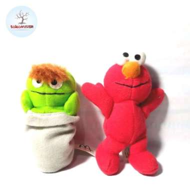 Boneka Elmo Oscar Grouch Trash Can Mcd Muppet Sesame Street Doll Toys