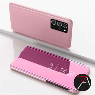 Casing Hp Oppo - Oppo Reno6 Reno 6 4G Flip Clear View Standing Mirror Cover Case Casing Oppo Reno 6 4G Pink