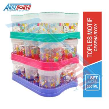 Aksesoren Set Toples Motif 500 Ml [Cesena Bygy] / Tempat Simpan Makanan Ringan / Wadah Kue Kering Gr