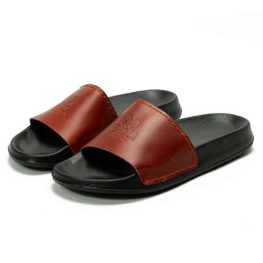 Verish Sandal Slide Pria Kulit Asli Super Light Sole Sendal Ghoma Fordza GMX1 43 Coklat