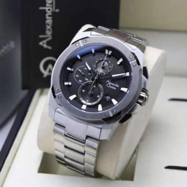 JAM TANGAN PRIA ALEXANDRE CHRISTIE AC 6595 / AC6595 RANTAI ORIGINAL SILVER BLACK