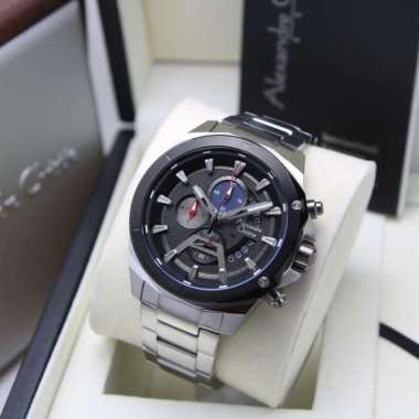 JAM TANGAN PRIA ALEXANDRE CHRISTIE AC 6651 / AC6651 RANTAI ORIGINAL SILVER BLACK