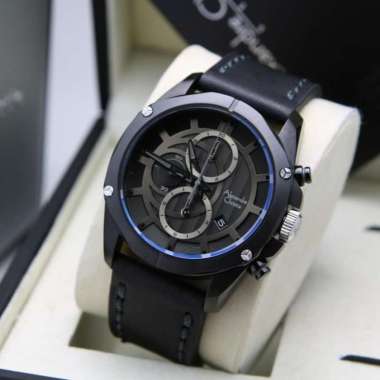 JAM TANGAN PRIA ALEXANDRE CHRISTIE AC 6589 / AC6589 LEATHER ORIGINAL FULL BLACK
