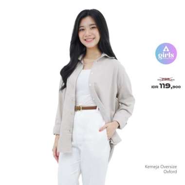 Aerostreet Kemeja Oxford Panjang Oversize Ocha Brown Woman QFB1A M