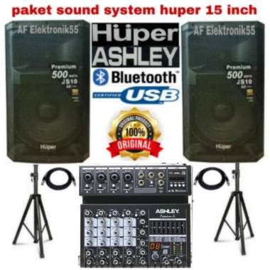 PAKET SOUND SYSTEM SPEAKER AKTIF HUPER 15 INCH + MIXER ASHLEY - XIONSTORE