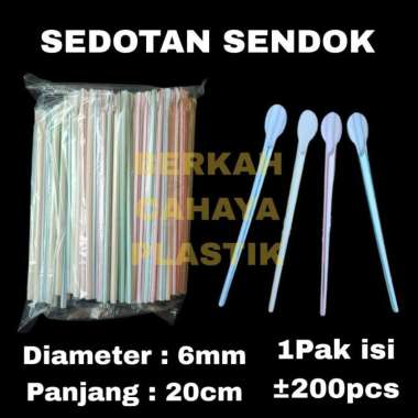 [200 Pcs] Sedotan Sendok Plastik / Sedotan Spoon /Sedotan Pop Ice