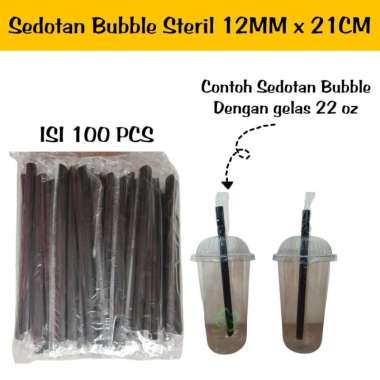 [100 Pcs] Sedotan Steril Higienis Boba 12mm x 20cm / Sedotan Boba