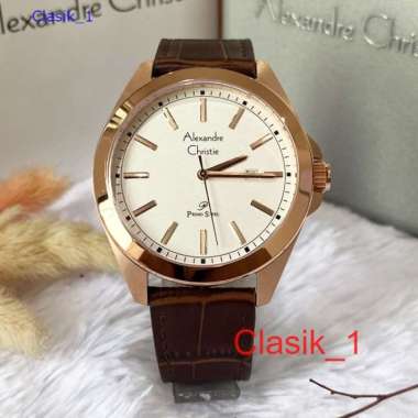 Original 100%!! Jam Alexandre Christie Pria AC 1015 AC1015 Kulit Brown Rose Garansi Resmi 1 Tahun