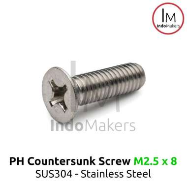 DIN965 Baut PH / JF Countersunk / Plus / Verseng / Stainless M2.5x8