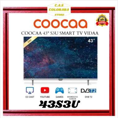 TV COOCAA 43S3U SMART TV VIDAA 43 INCH LED FHD BAZEL LESS DIGITAL TV