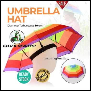 Payung Model Topi Umbrella Hat Anti Panas dan Hujan Topi Payung
