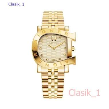 Original AIGNER AGW.249005 Massa Due Jam Tangan Wanita Gold Swiss Made Garansi Resmi 2 tahun