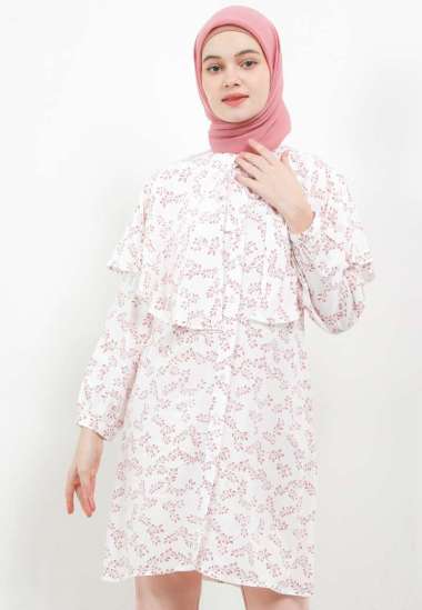 Arjuna Weda Tunik Batik Ranting Daun 2 22A327123 - Putih XL