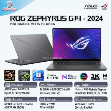 ASUS ROG ZEPHYRUS G14 GA403 RYZEN 9-8945HS 16GB 1TB RTX 4050 3K OLED