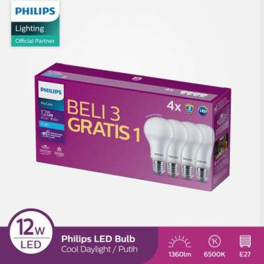 Lampu LED Philips 12w 12 watt multipack (1 paket isi 4 lampu)