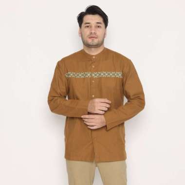 AMK Baju Koko Lengan Panjang Bordir KK ZAKI L/S Coklat M