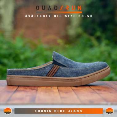 Big Size [39-52] QuadRun Louvin - Sepatu Pria Kasual Santai Denim Kulit Jumbo Ukuran 45 46 47 48 49 