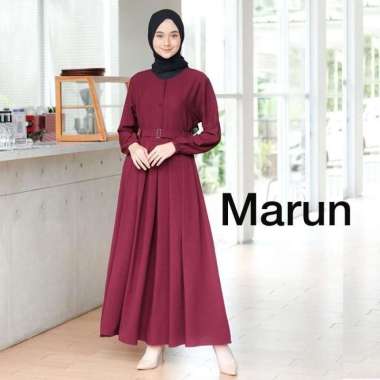 Gamis Monna Belt Busui Friendly COD PREMIUM BERKUALITAS Maron