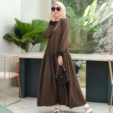 Gamis Astya Rempel Busui Friendly Wanita COD PREMIUM BERKUALITAS Coklat Tua