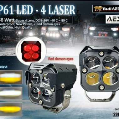Lampu Tembak Led Laser P61 AES Demon Eye Merah High Beam Putih-Kuning GARANSI