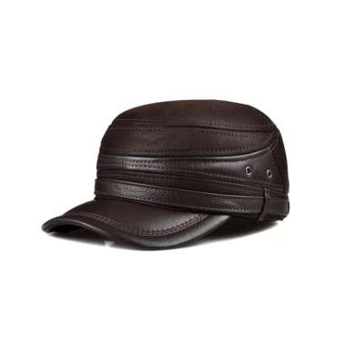 Topi Pria Keren Vintage Kanzia Leathershop Kulit Domba COKLAT TUA